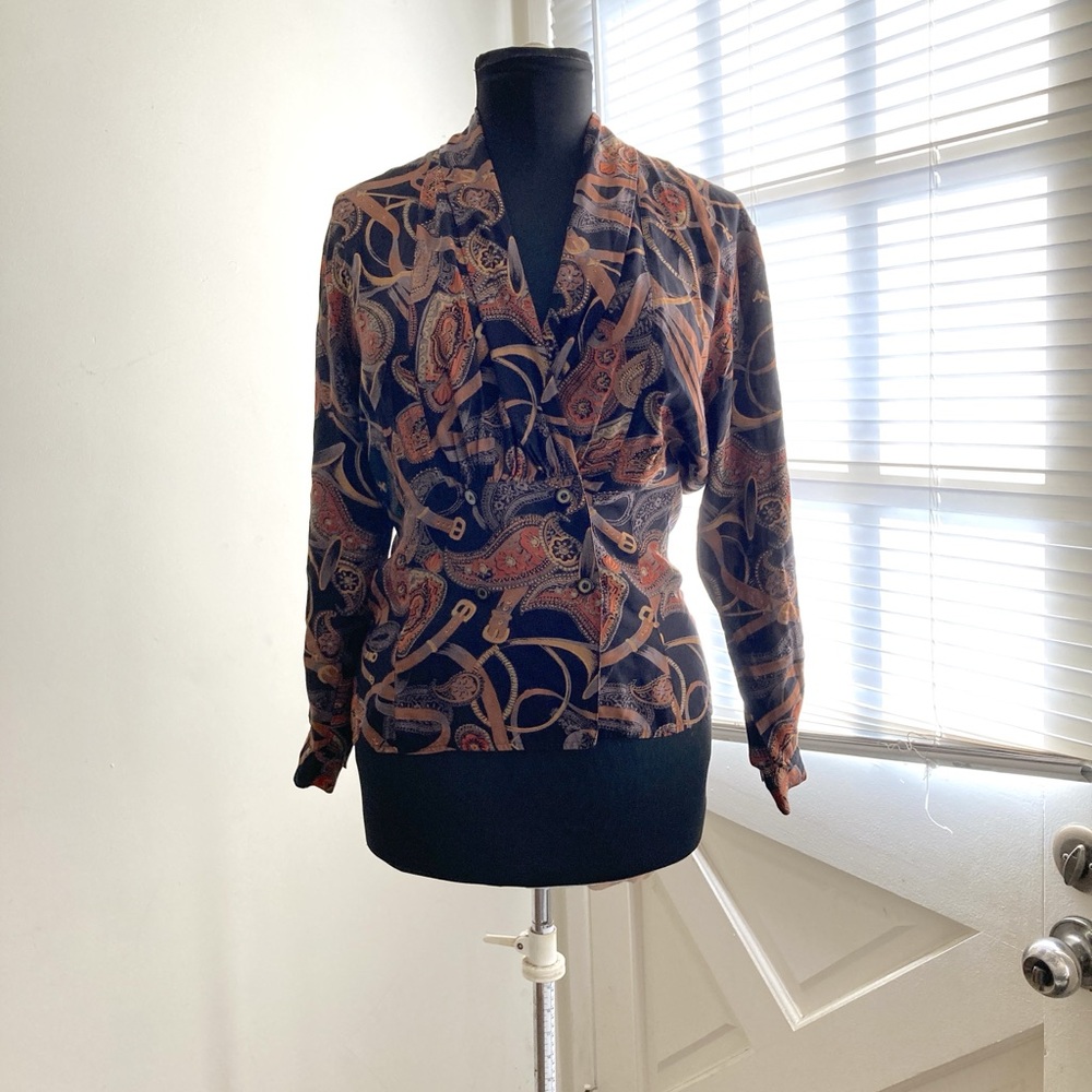VINTAGE Unique Cole Haan Multicolor Paisley Blouse